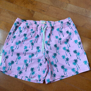 Men's J.Crew Pink Teal Palm Tree Swim Trunks Large NWT